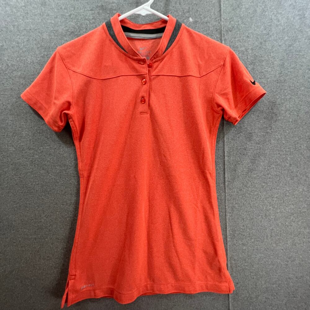 Nike Dri Fit Shirt Women Size XS Orange Outdoor Athletic Casual T Shirt Ladies